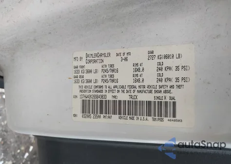 2006 Dodge Dakota Slt z USA, uszkodzony, nr VIN 1D7HW42K26S643833